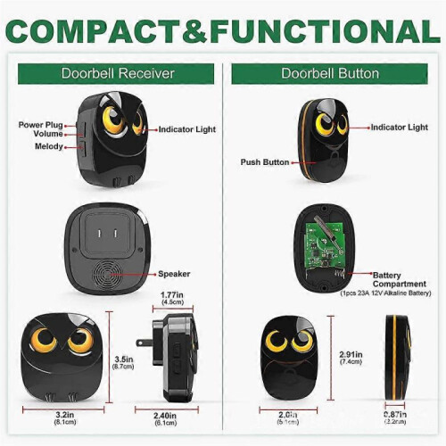 (EU Plug Black) Driveway Alarm Long Range Wireless Motion Sensor Detector, Diy Security Alert System 1