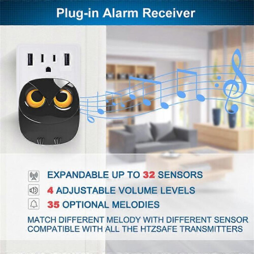 (UK Plug Black) Driveway Alarm Long Range Wireless Motion Sensor Detector, Diy Security Alert System 1