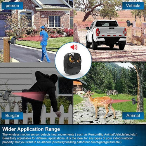 (EU Plug White) Driveway Alarm Long Range Wireless Motion Sensor Detector, Diy Security Alert System 1