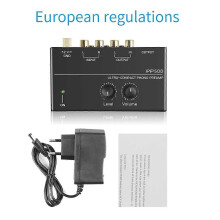(EUPlug)PP500 Phono-Vorverstärker Vorverstärker mit Pegel-Lautstärkeregelung Ultrakompakter Vorverstärker