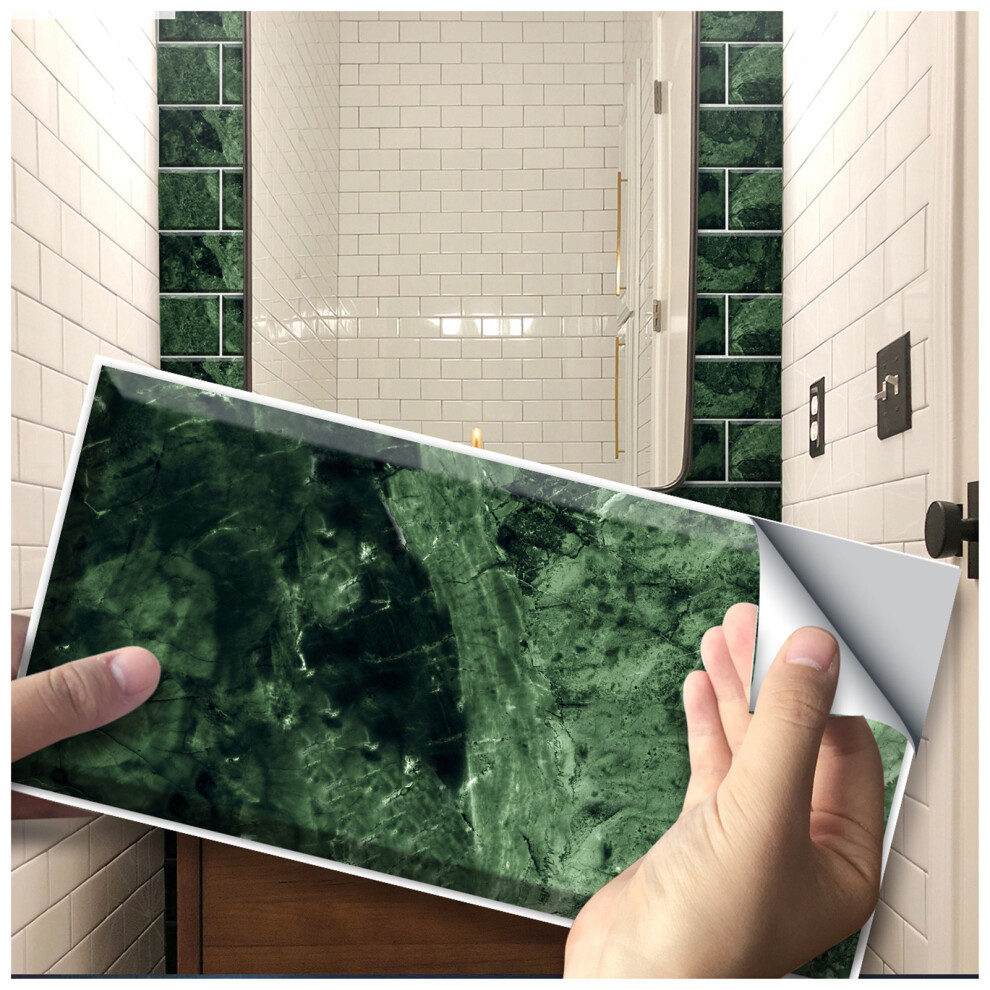 (Ub086, 27Pcs) Green Wall Sticker For Kitchen Bathroom Wall Decor, Urban Tile Sticker, Peel & Stick Self-Adhesive Splashback Tile Decal 6915070008075