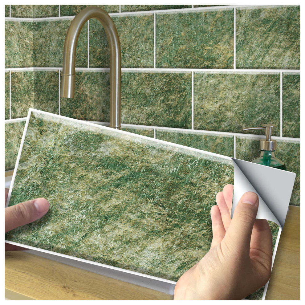 (Ub064, 54Pcs) Green Wall Sticker For Kitchen Bathroom Wall Decor, Urban Tile Sticker, Peel & Stick Self-Adhesive Splashback Tile Decal 6915070008051