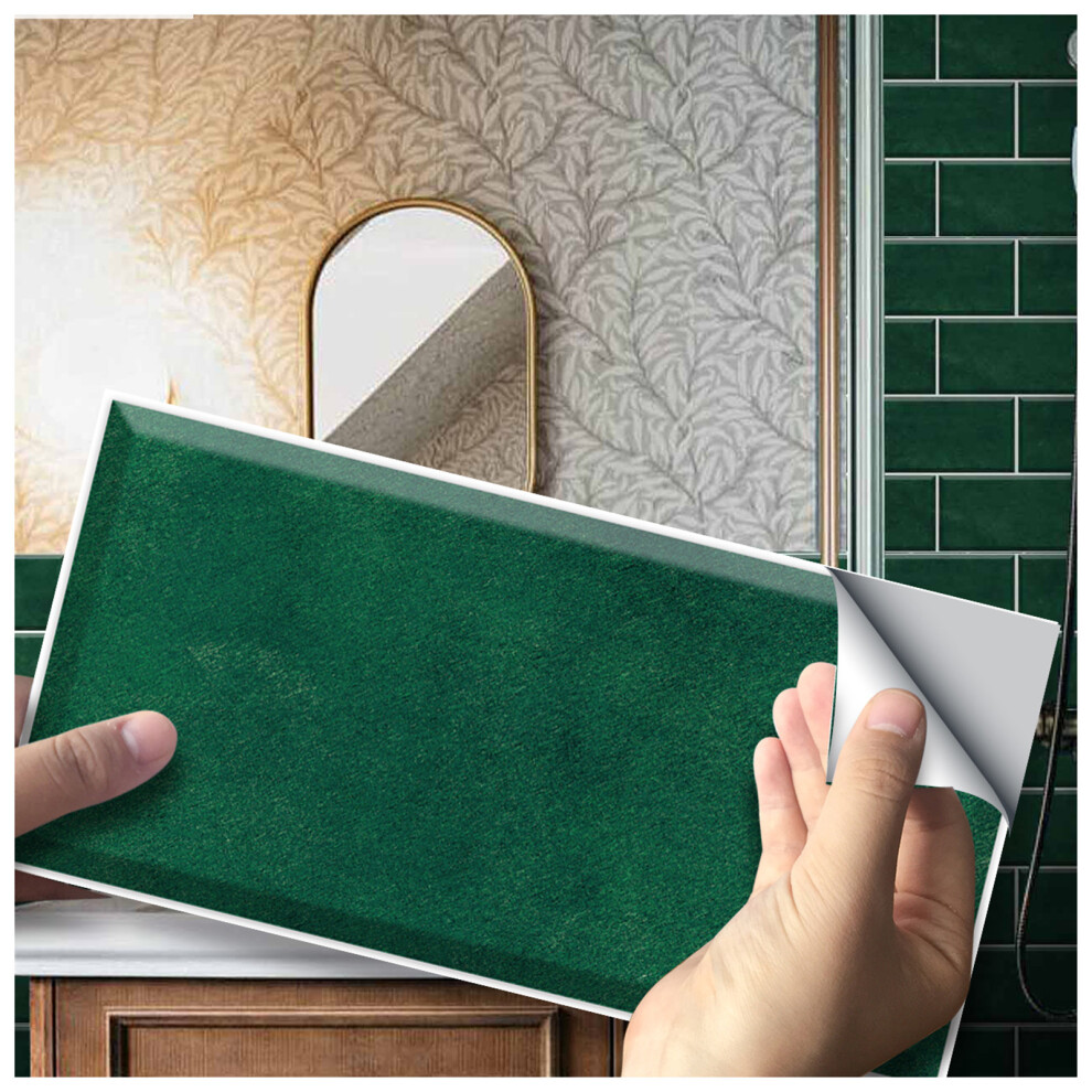 (Ub087, 54Pcs) Green Wall Sticker For Kitchen Bathroom Wall Decor, Urban Tile Sticker, Peel & Stick Self-Adhesive Splashback Tile Decal 6915070008112