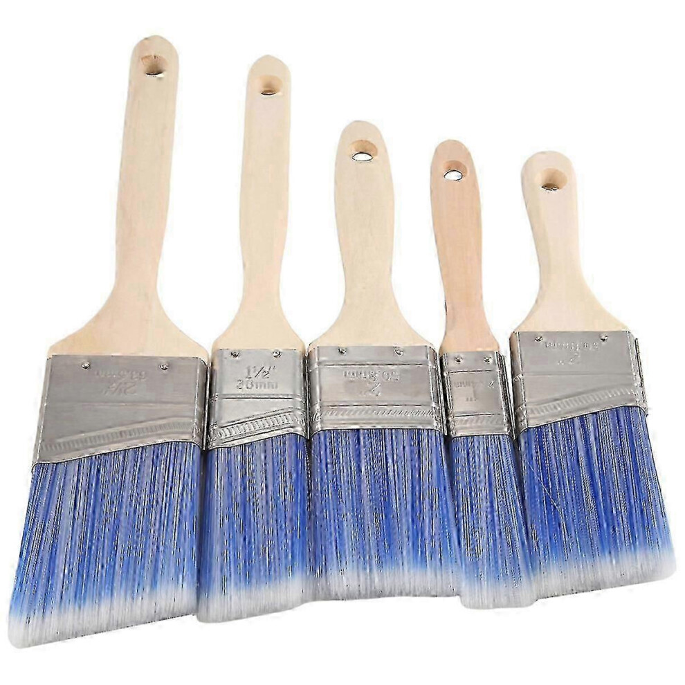 (As Show, One Size) 5 Pack Flat And Angle Brushes In Assorted Sizes, Paint Brushes 4632480869547