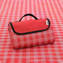 (Red)Outdoor Portable Picnic Blanket 3 Size Waterproof Beach Cushion Mat Baby Sleeping Moistureproof Plaid Multiplayer Camping Mat