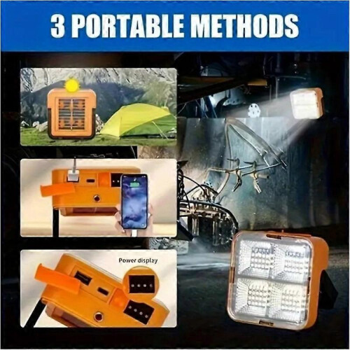(Orange) Mini Solar Rechargeable Multifunctional Searchlight, Outdoor Portable LED 1