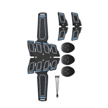 (Blue) 7PCS Rechargeable Abdominal Muscle Trainer Portable Massager Electronic Training Belt Exercise Fitness Equipment Toning Arm Back