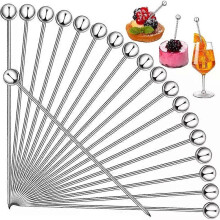 Cocktail-Spieße aus Edelstahl, wiederverwendbar, reinigbar, Cocktail-Zahnstocher, Metallspieße, Cocktail-Sticks