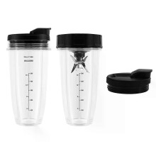 Mixer-Ersatzteile für Ninja 2 24Oz-Becher mit To-Go-Deckeln 7-Flossen-Extraktorklinge für Nutri