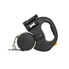 (Black) Illuminated Double Retractable Leash for Two Dogs, 360 Anti-Tangle Swivel Strap