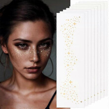 (K9026) 10PCS Makeup Patch - Gold Glitter Freckles Face Tattoo - Freckle Makeup 2024 New