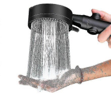 Duschkopf, Hochdruck-Handbrause mit 5 Düsen, 5 Geschwindigkeiten, Druck-Handbrause (schwarz)