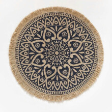 (As show, One size) Round Jute Woven Placemat, Farmhouse Non-Slip Table Mats with Tassel for Kitchen Dining Table Decor Photo Props, 15 Inch(4 pcs )