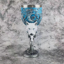 (Wolf)Medieval 3D Embossed Dragon Goblet Stainless Steel Resin Beer Wine Goblet Novelty Gothic Cup Chalice Home Bar Party Supplies
