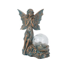 Solar lamp European Angel sculpture Outdoor Garden Courtyard Home decoration decoration Resin crafts Bronze fairy waterproof