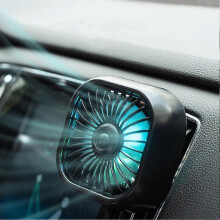(As show, One size) Car Air Outlet Fan USB Cooling Fan with Color Changing Light 3 Speed Fan Car Rear Seat Heat Dissipation Car Accessories (Black)