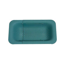 (As show, One size) SINK STRAINER BASKET - For washing vegetables and fruits, draining cooked pasta - Expandable(W7.9 x L14.5 x H2.75 cm) - Blue-green color