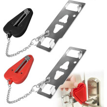 (As show, One size) Pcs Portable Door Lock Portable Door Lock Travel Lock Anti-Theft Security Door Portable Travel Lock with Storage Bag, Red+Black