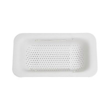 (As show, One size) Over the Sink Colander Strainer Basket - Wash Vegetables and Fruits, Drain Cooked Pasta and Dry Dishes - Extendable