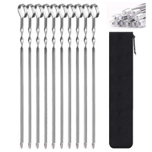 (As show, One size) Metal Kebab Skewers Flat Long Stainless Steel Wide Reusable BBQ Barbecue Shish Kabob Sticks Skewers