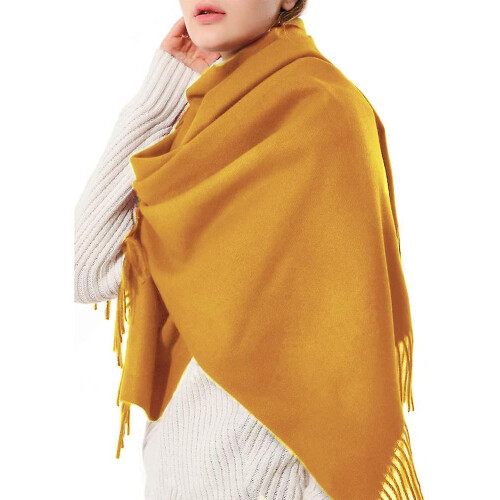 (Yellow, One size) Winter Warm Cashmere Scarf 2