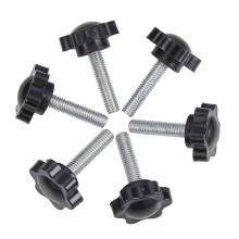 (As show, One size) 10pcs M6x25mm Plum Blossom Shape Threaded Knurled Thumb Screw Handle Grip Thumb Screw