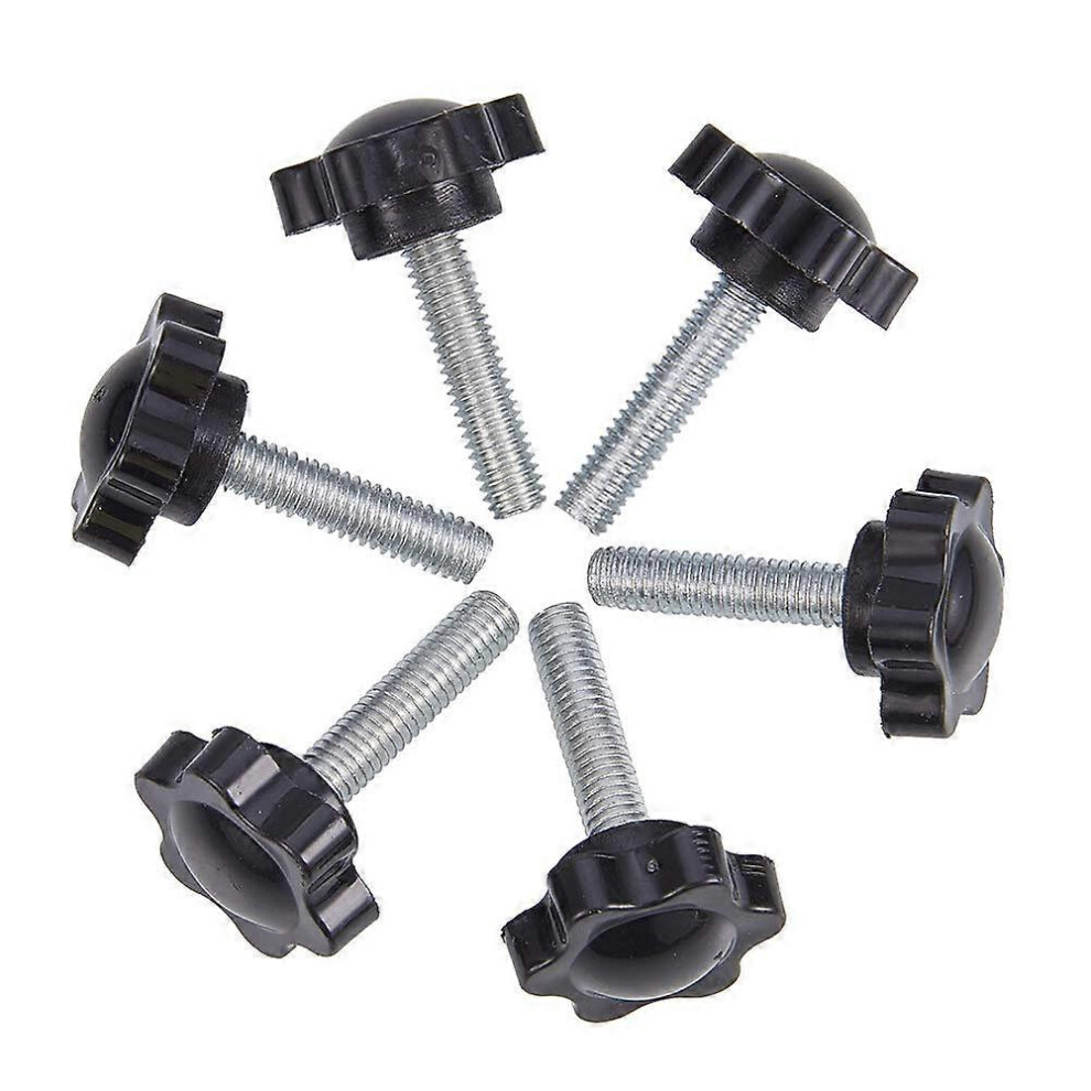 (As Show, One Size) 10Pcs M6x25mm Plum Blossom Shape Threaded Knurled Thumb Screw Handle Grip Thumb Screw 4631783214955