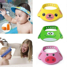 (As show, One size) Adjustable Baby Shower Hat Toddler Kids Shampoo Bathing Shower Cap Wash Hair Shield Direct Visor Pink