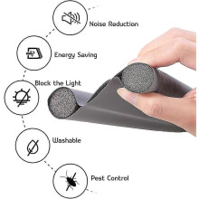 (As show, One size) Bottom Door Seal, Heat And Cold Air Insulated Double Door Bottom With Double Seal Protectigrey