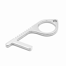 (As show, One size) Contactless Copper Door Opener, Portable Edc Non-contact Sanitation Keychainsilver