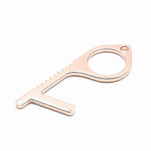 (As show, One size) Contactless Copper Door Opener, Portable Edc Non-contact Sanitation Keychainrose gold