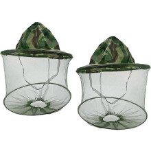 (As show, One size) 2 Pack Camouflage Beekeeping Beekeeper Mosquito Repellent Bee Insect Fly Mask Cap Hat with Head Net Mesh Face Protection Outdoor Fishing Equipment