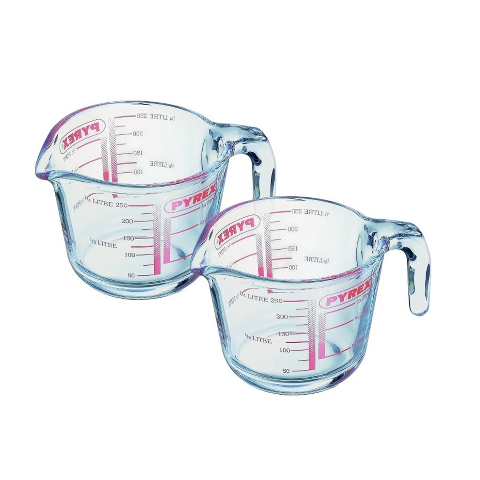 2x Pryex Mini Glass Measuring Jug 250ml Classic Kitchen Measurement