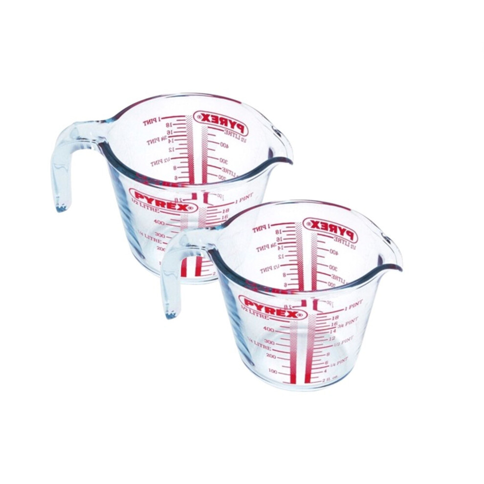 Pyrex 2X Glass Measuring Jug 0.5L 500Ml Kitchen Measurement Jug