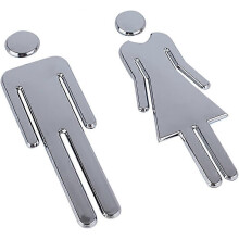 (As show, One size) WC Signs Male Female Toilet Male Female Signs WC Pictogram Door Plate 2 Pieces Adhesive WC Stickers for Toilet Door Public Restaurant Hotel Cafeteria
