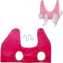 (As show, One size) Practical Pet Grooming Hammock 2 in 1 Drying Towel, for Bathing, Washing, Grooming, Nail Trimming (L, Pink)