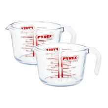 2x Pyrex Large Glass Measuring Jug 1000ml Classic Kitchen Measurement