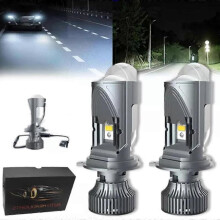 H4 High-Power Ultra-Bright LED Lens Light(A Pair), High Low Integrated Spotlight