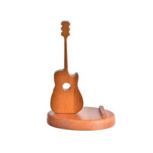 Wooden Guitar Shaped Phone Stand,15x10cm Creative Guitar Shaped Cell Phone Stand