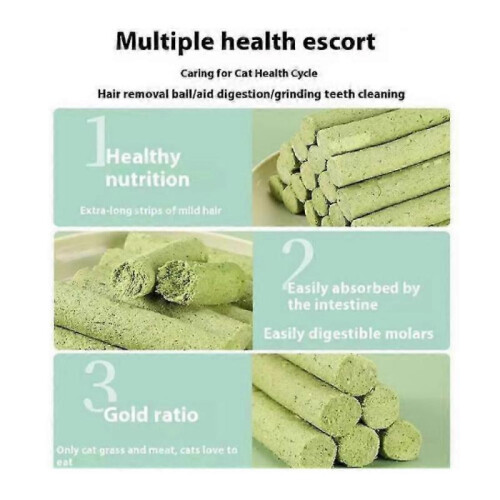 60pcs Berdexa Cat Grass Teething Sticks,Berdexa Cat Grass Feeding Stick,for Indoor Cat 1