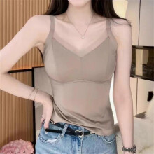 (XL, Coffee) Underwear Suspenders Vest Inner Chest Pad Anti-Exposure Integrated All-Matching Breathable