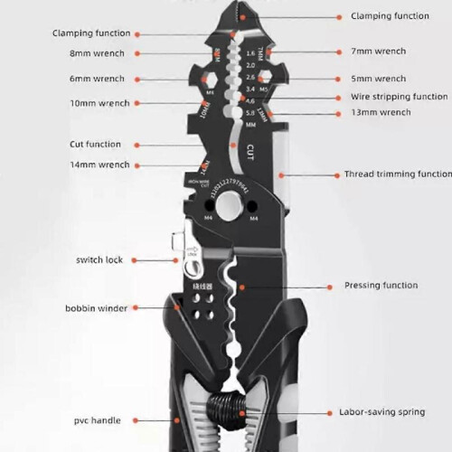 25-in-1 Multifunctional Wire Stripper Crimper Cable Cutter Pliers 2