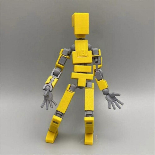 (Yellow)Multi-jointed Movable Robot 3d Printed Mannequin Toyslucky 13 Dummy Action