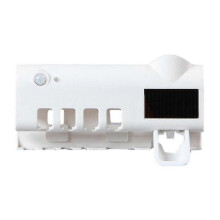 (Button model, white) UV Light Sterilizer Toothbrush Holder Cleaner & Automatic Toothpaste Dispenser& towel Sterilizer