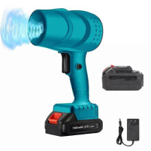 (EU Plug, blue) Cordless Leaf Blower,Compressed Duster 21v Air Blower Cleaning 180000rpm
