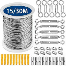 (15M)15/30m Edelstahl Kabel Seil Kits Heavy Duty Garten Draht Kabel Balkon Geländer Bauernhof Zaun