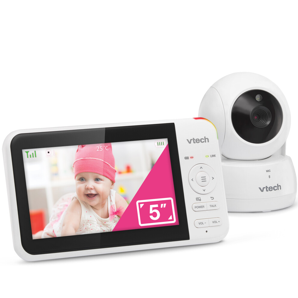 Vm924 Video Baby Monitor With 5'' Lcd Screen Night Vision Camera Pan&Tilt Vtech