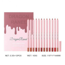 12pcs/Set New Red Lip Tint Velvet Matte Lipstick Pen Women Girls Makeup Bow Moisturizing 12 Color Lip Liner Pens Cosmetics Waterproof