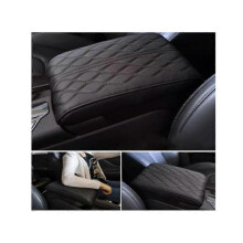 (Wave Pattern, Black) Optimismk Sponge Car Armrest Box Pad Universal Style, Memory Cotton Car Armrest