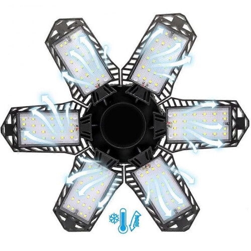 (A Style A 1pc) 1~5PCS 6 Blades Deformable LED Garage Light E27/E26 Adjustable Shop Top Ceiling 2